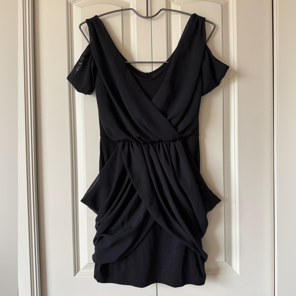 Elegant Black Peep Shoulder Dress